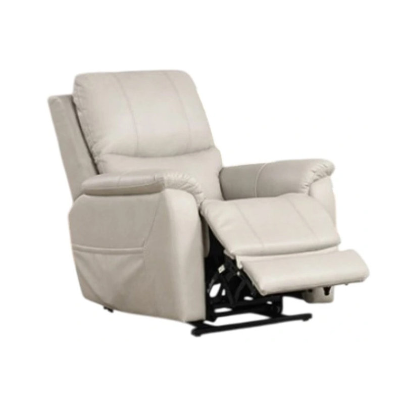 Lift Chair With Power Headrest, Light Gray Faux Leather, USB Charging