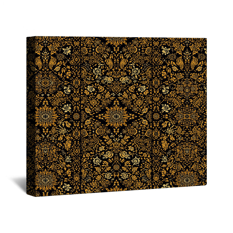 Toile tendue à motif floral damassé complexe en plusieurs tailles, 16 x 16 pouces