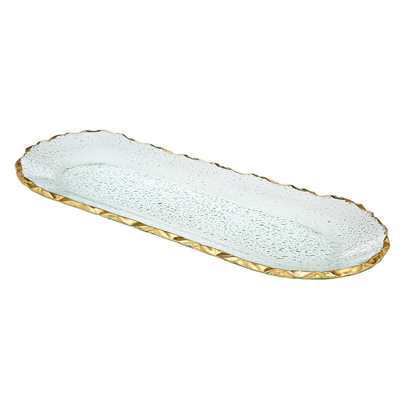 Harper Gold-Lined Crystal Oval Serving Tray