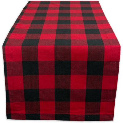 Check Collection, Classic Farmhouse Table Runner, 14X108, Red & Black