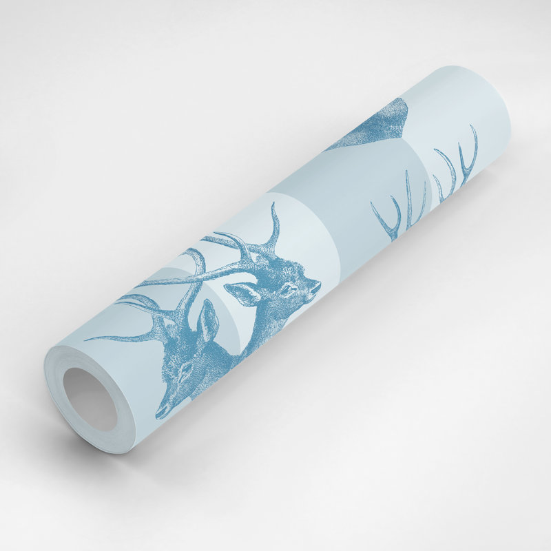 Stag 10' L x 25" W Peel and Stick Wallpaper Roll, Blue