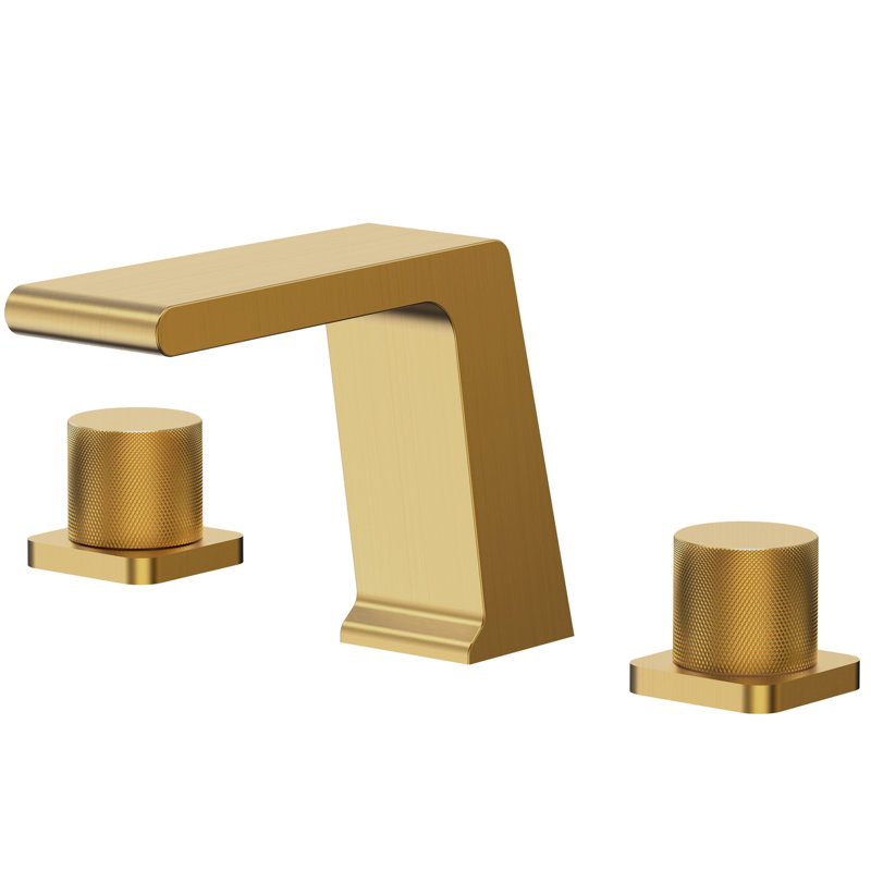Widespread Bathroom Faucet 3 Hole, 2-handle Bathroom Sink Faucet with Drain Assembly, Brushed Gold