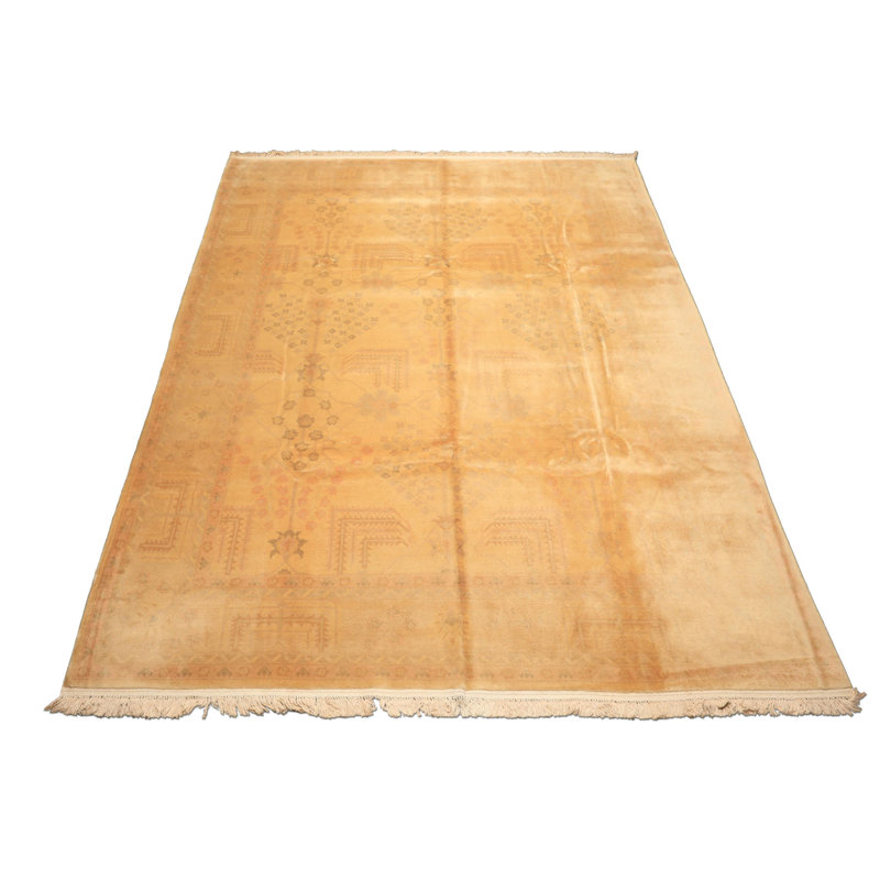 Tapis transitionnel beige en laine noué à la main 9 po x 12 pi 3 po Oushak