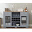 Buffet, 2 tiroirs, porte-bouteilles de vin et de verre, armoires à portes élégantes, salle à manger de cuisine, buffet bleu / chêne, attrait et chêne bleu