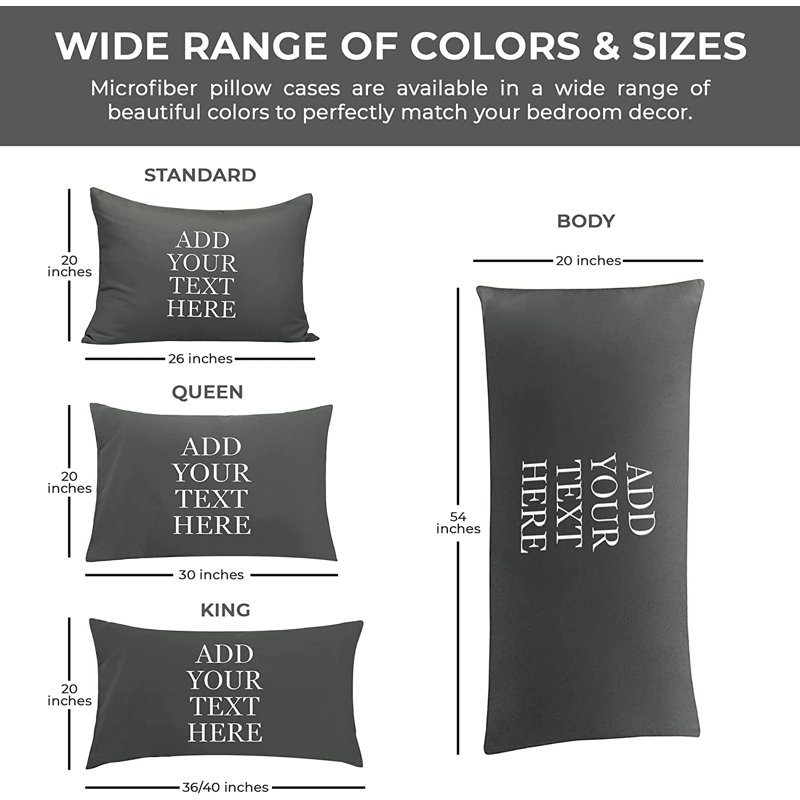 Taie d'oreiller personnalisée en microfibre, Gris foncé