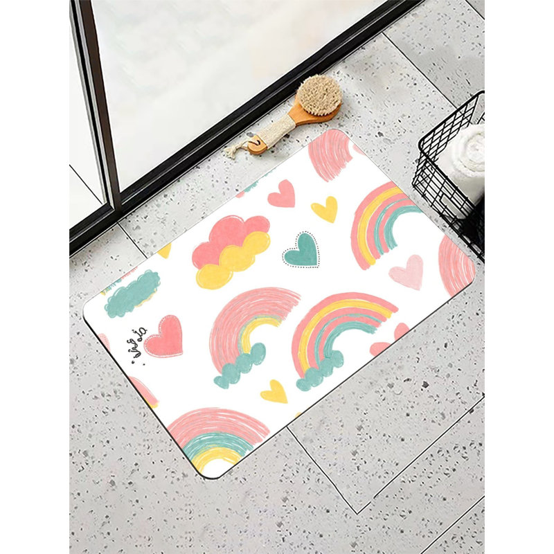 Mignon tapis de bain arc-en-ciel pastel 36 x 24