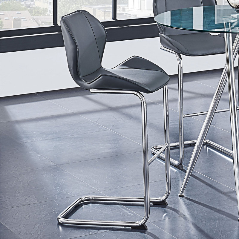 Chaise de bar rembourrée (ensemble de 4), Gris