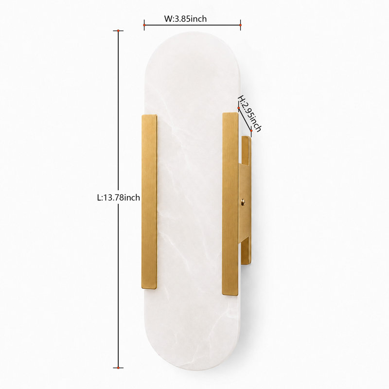 Applique murale d'intérieur moderne pour salle de bain avec abat-jour albâtre naturel, Doré