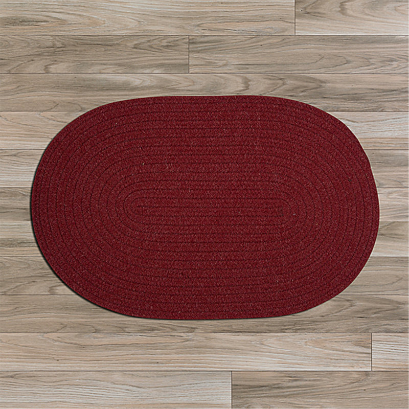 Tapis rouge tressé à la main Markala, Ovale 5 pi x 8 pi