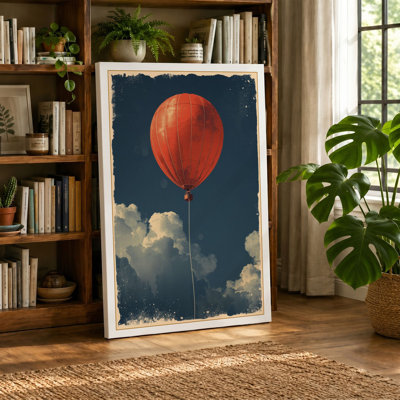 Red Balloon Ascent Vintage - Wrapped Canvas