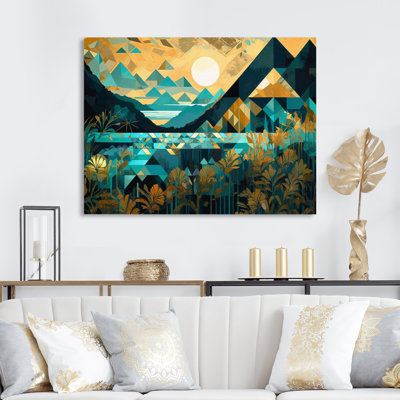 Bleu sarcelle et turquoise, paysages symétriques, reproduction sur toile