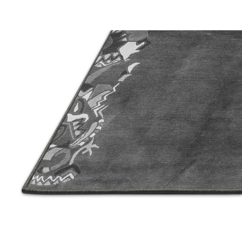 Tapis abstrait rectangulaire en laine et polyester tissé à la machine 7 pi x 9 pi Arsheq