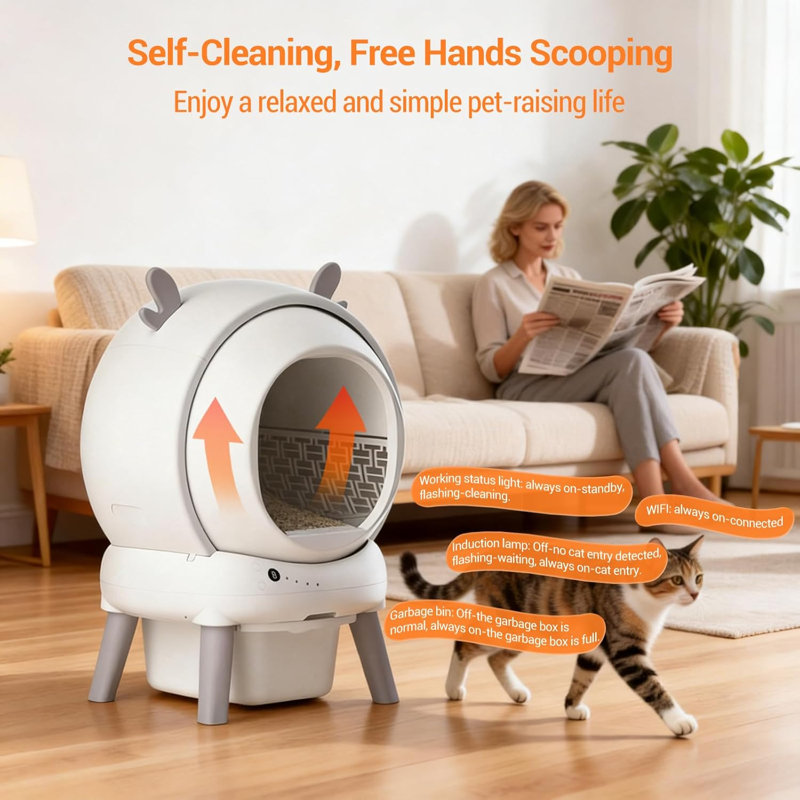 Self-Cleaning Litter Box, white