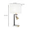 Ensemble de 2 lampes de table Limy, abat-jour blanc, cadre chromé et noir, 29 pouces
