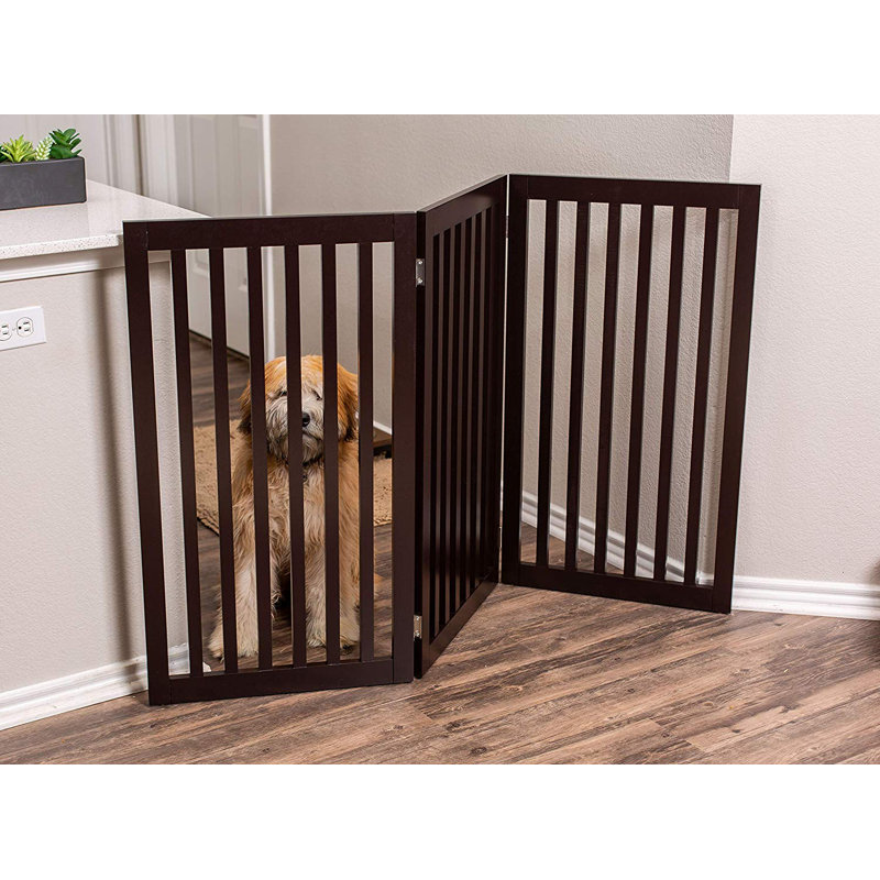 Espresso Solid Wood Freestanding Pet Gate, 36" Height