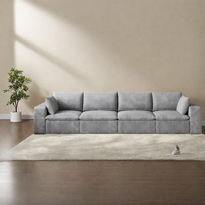 Compression Sofas, 134 Inch Corduroy Modular Cloud Couch For Modern Home