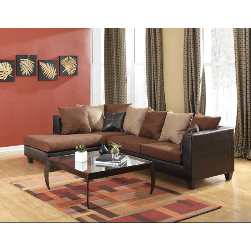 Almondsbury 2-Piece Upholstered Sectional, Brown/Dark Brown Polyester Blend, Left Hand Facing
