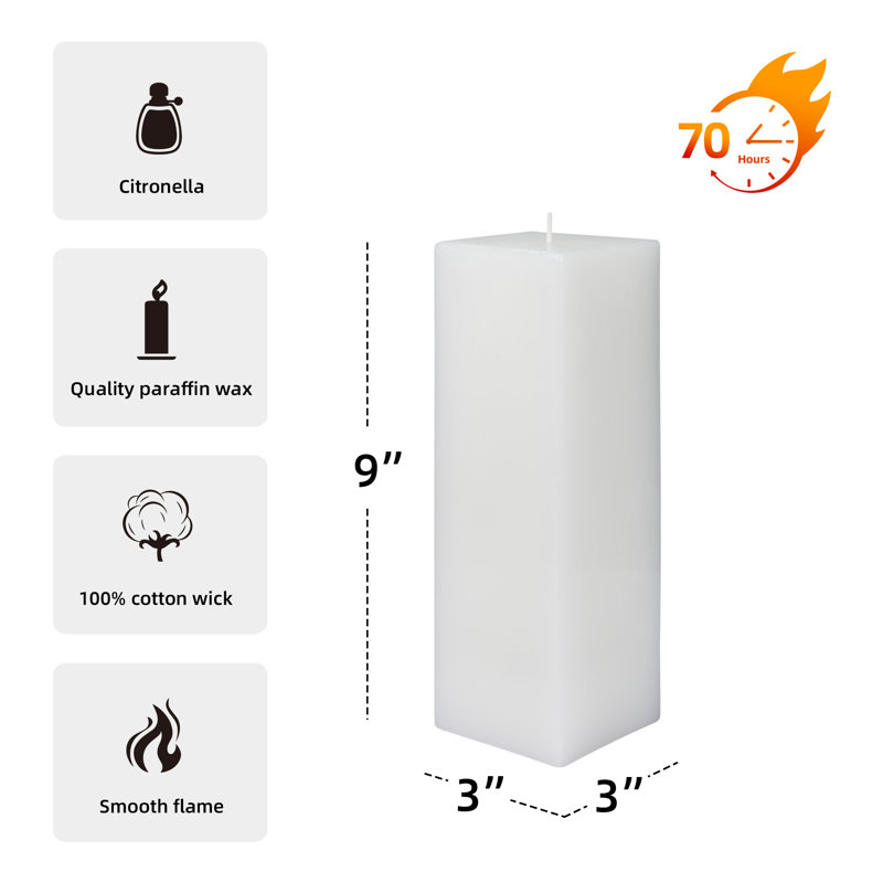 Bougie cylindrique sans parfum, Carré blanc