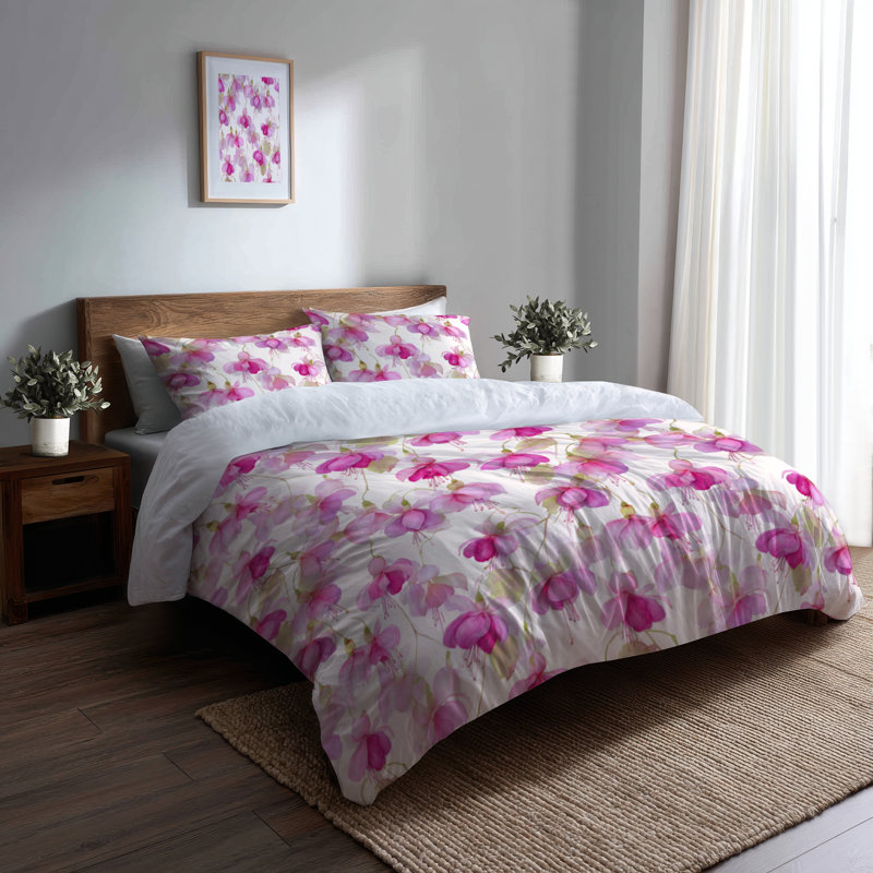 Ensemble de literie 3 pièces Boho - Ensemble de housse de couette pétales fuchsia