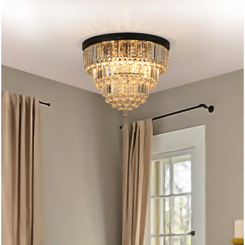 Lustre en cristal 20 lumières de luxe moderne 20 lumières encastrées noir mat, Noir