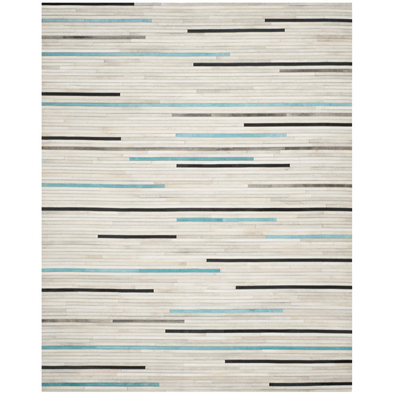 Tapis rayé ivoire, Rectangle 8 pi x 10 pi