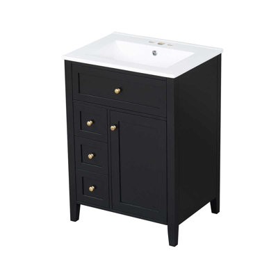 Meuble-lavabo 24 po avec 3 tiroirs et tablettes réglables Modern Design