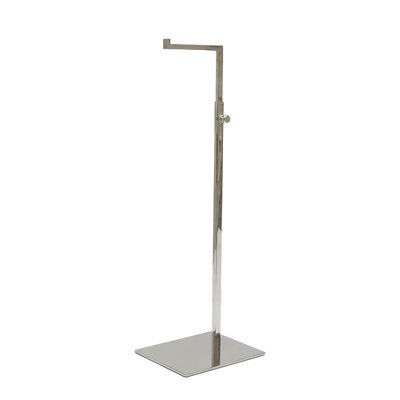 5X5X15-27" L-Shaped Purse Display Adjustable Height Stainless Steel Floor-Standing Metal Women's Handbag Display Holder