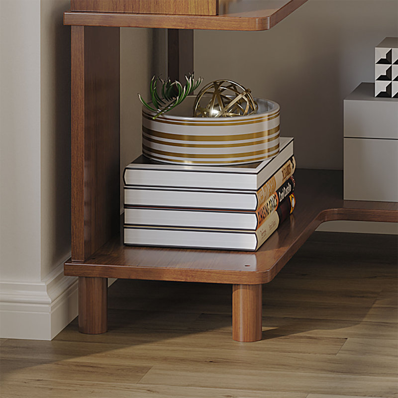 Cuadra Solid Wood Corner Bookshelf Storage Display Shelf Corner Bookcase