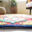 Tapis oriental en laine / coton touffeté à la main Blossom - jaune / rouge / bleu-1982557382