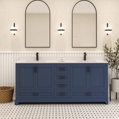 Maya 72'' Double Bathroom Vanity with White Quartz Top