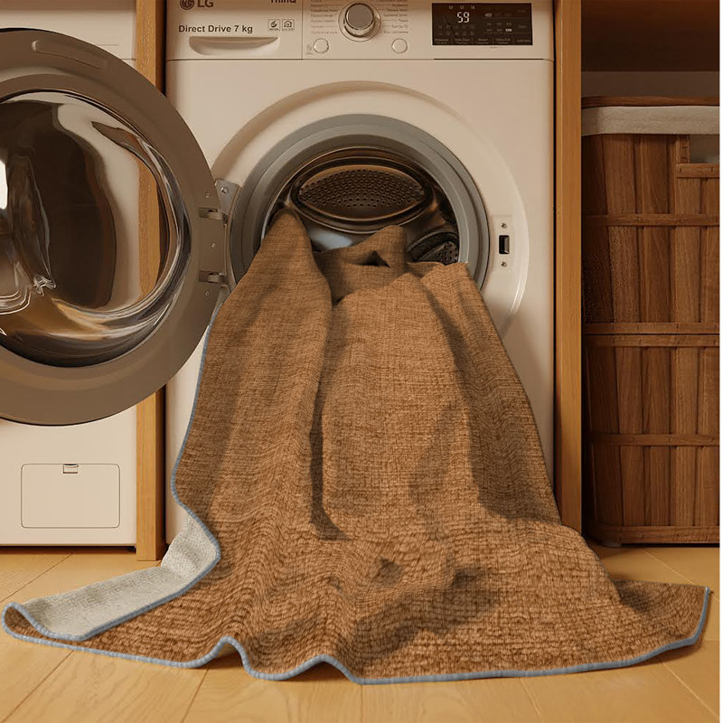 Tapis brun uni lavable à la machine, Rectangle 4pi x 6 pi