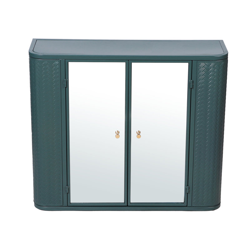 Armoire de salle de bain murale à miroir avec porte d'armée, 2 portes, compartiment de rangement pour meuble-lavabo, charnières à fonctionnement en douceur avec portes en miroir et style ouvert, installation peu encombrante, structure en acier