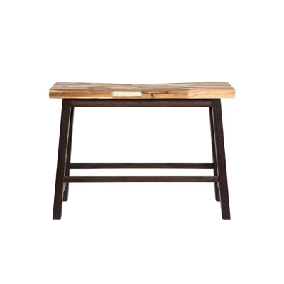 Amber Counter Height Bench, 33 Inch Natural Brown Seat, Espresso Brown