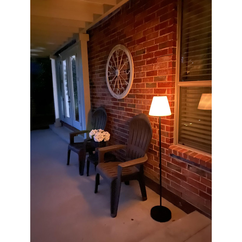 Lampe solaire sur pied solaire rechargeable USB sans fil à intensité variable RVB blanc chaud à DEL pour patio de jardin base ronde 59 po noir