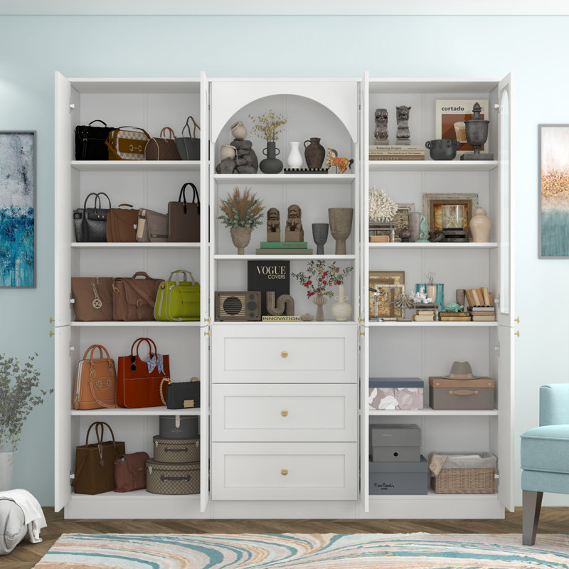 3 Drawer Entryway Storage Cabinet China Cabinet With Glass Doors