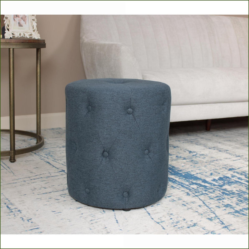 Ottoman Modern Tufted Puff Royal Blue for Living Room | Upholstered | Royal Blue