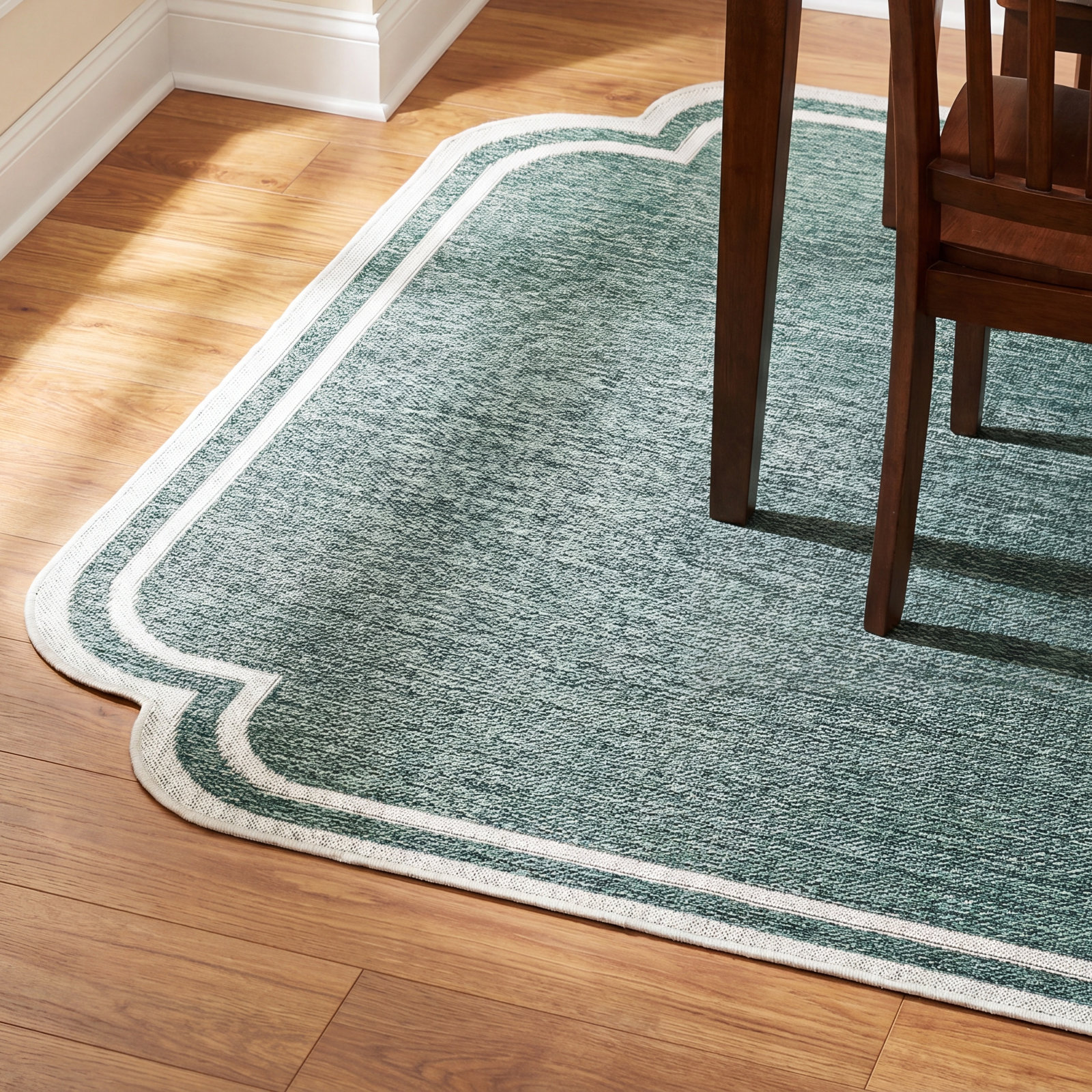 Skiles Striped Outdoor Rug, Rectangle 5'3" x 7', Green/Cream