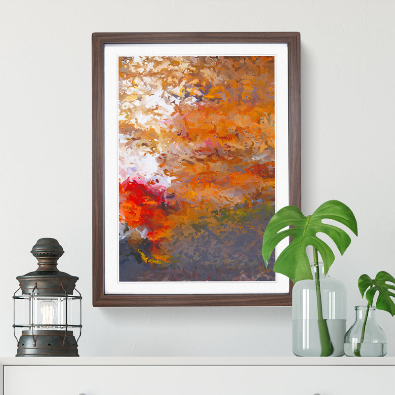 Reflect On The Past Abstract - Wall Art, 36cm H x 27cm W, Walnut Framed, White