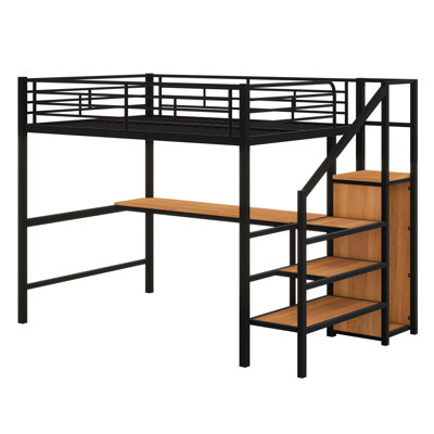 Lit mezzanine en métal avec bureau