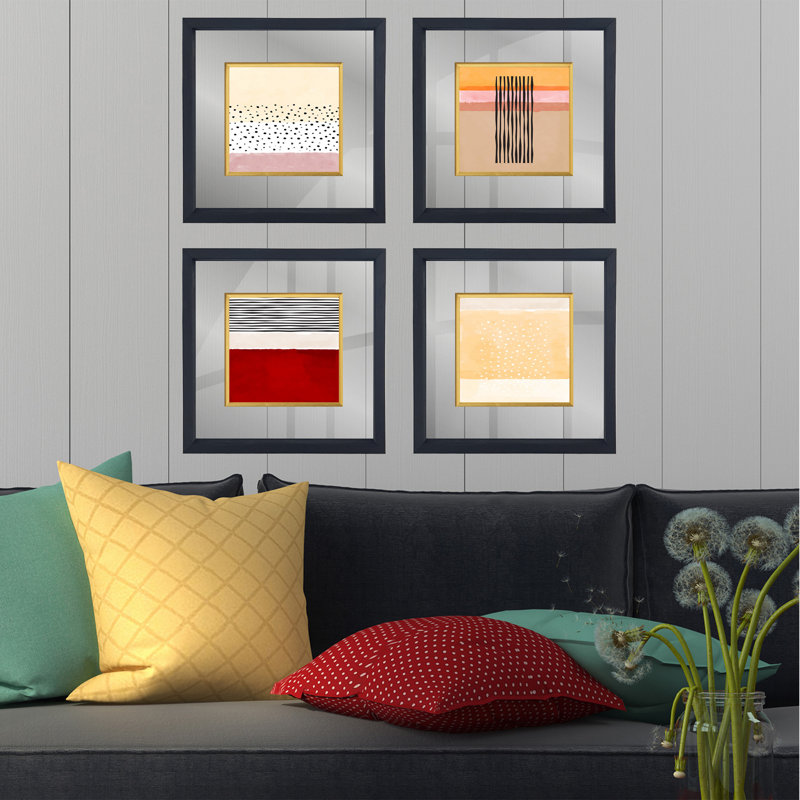 Anonymous - 4 Piece Single Picture Frame Painting Set on Glass