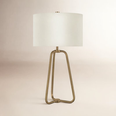 Gio 25.5" Tall Table Lamp with Fabric Shade in Brass/White