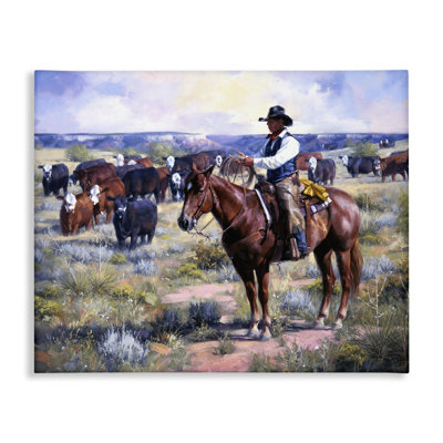«Cowboy Rounding Up Bétail», art mural par Jack Sorenson