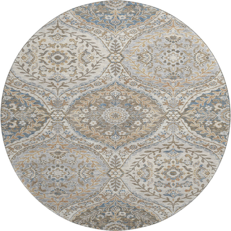 Premium Machine Washable Panels Rug, Round 8'