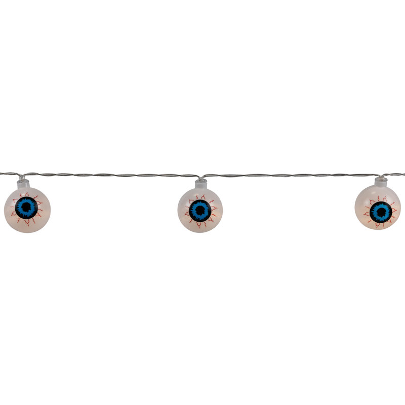 Bloodshot Eyeball Halloween Lights - Warm White LED - 4.5' Clear Wire - 10Ct