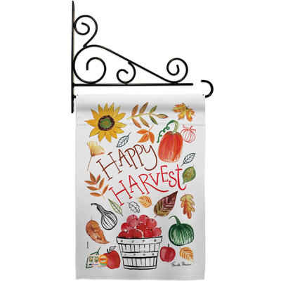 Polyester à 2 faces 18,5 x 13 po Happy Harvest Ensemble de drapeaux