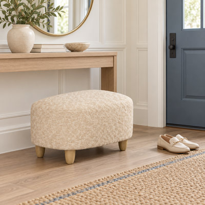 Petit pouf-repose-pieds rembourré de 50 cm avec pieds en bois pour salon