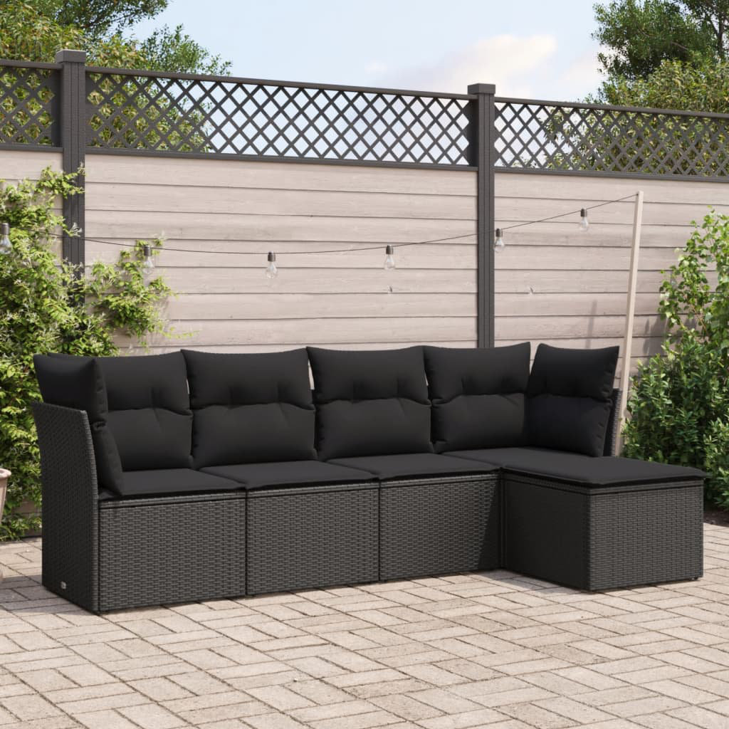 Vidaxl 5-Tlg. Garten-Sofagarnitur aus Polyrattan mit Kissen