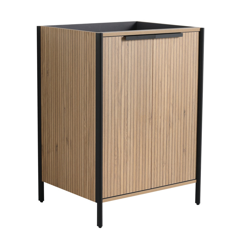 Meuble-lavabo moderne 24 po - Café, contreplaqué avec une vaste structure de rangement
