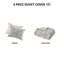 Housse de couette 3 pièces en coton (100 % coton) pour lit double/queen. Fermeture à rabat. Comprend 2 taies d'oreiller et des liens intérieurs. Dimensions : Housse et taies d'oreiller incluses. Fermeture à boutons.