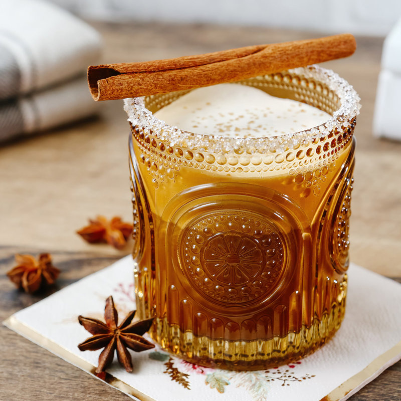Bungalow Rose Raizel 6 pièces 10 oz. Ensemble de verres en verre, Amber